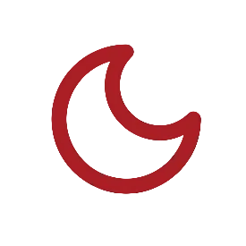 Red crescent moon symbol on a white background