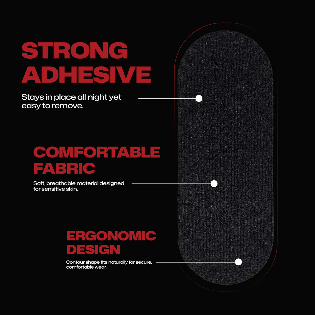 Text description of product features with a black background and red text.