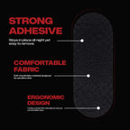 Text description of product features with a black background and red text.
