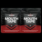 Two packages of Warrior Mouth Tape on a black background
