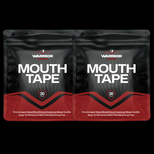Two packages of Warrior Mouth Tape on a black background